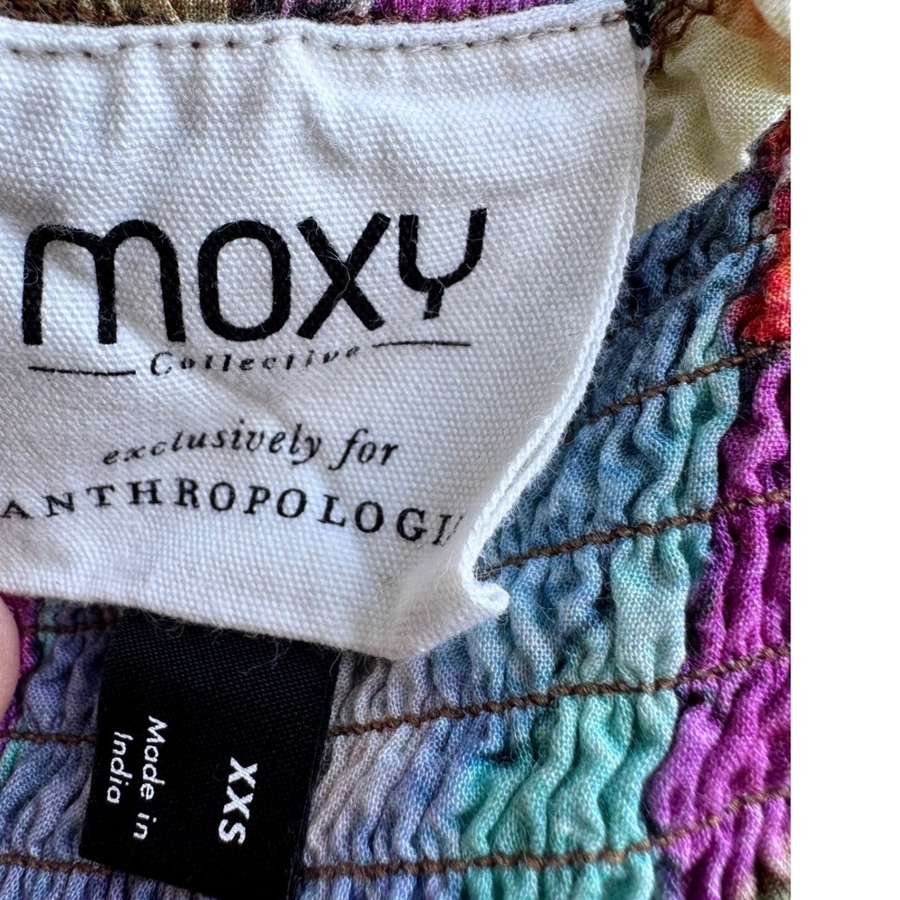 Moxy Anthropologie Womens Floral Boho Flutter Smocked Cottage Maxi Dress - Picture 6 of 10